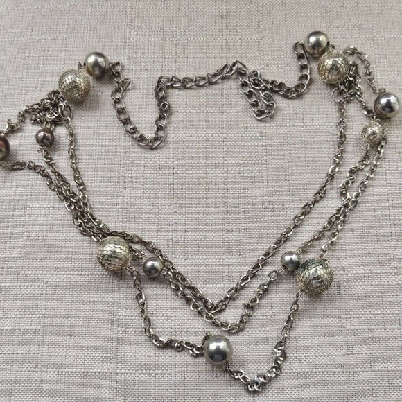 Women Necklace Long Chain Statement Silver Tone Fashion Jewelry - Picture 6 of 10